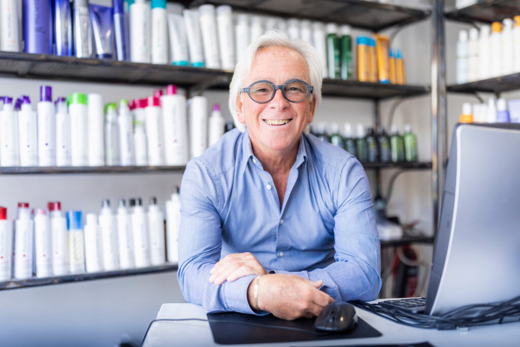 (c) Christopher Ison Photography – ISON_230705_Expressions_7671 Stephen, the owners of Expressions Hair hairdresser in Midhurst, West Sussex at his salon.